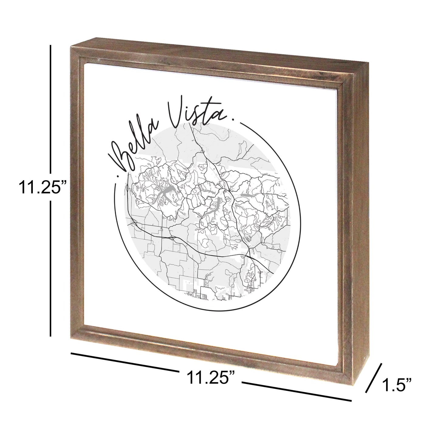 Minimalist B&W Arkansas Bella Vista Circle Map | Wood Sign | Eaches | Min 1