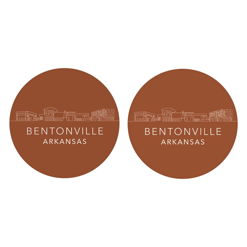 Modern Minimalist Arkansas Bentonville Skyline State | Absorbent Car Coasters | Set of 2 | Min 4