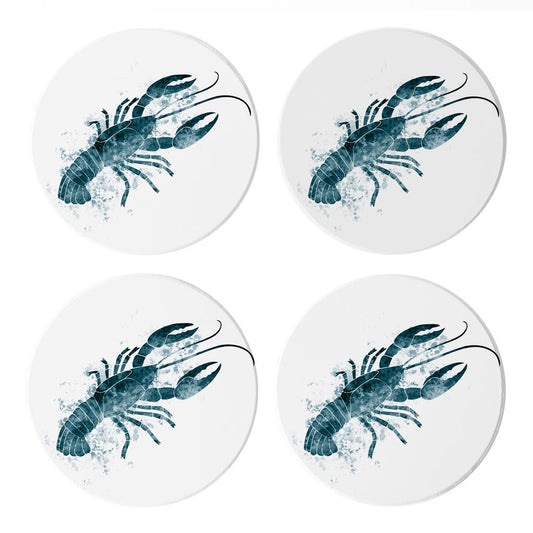 Blue White Water Color Crawfish | Absorbent Coasters | Set of 4 | Min 2