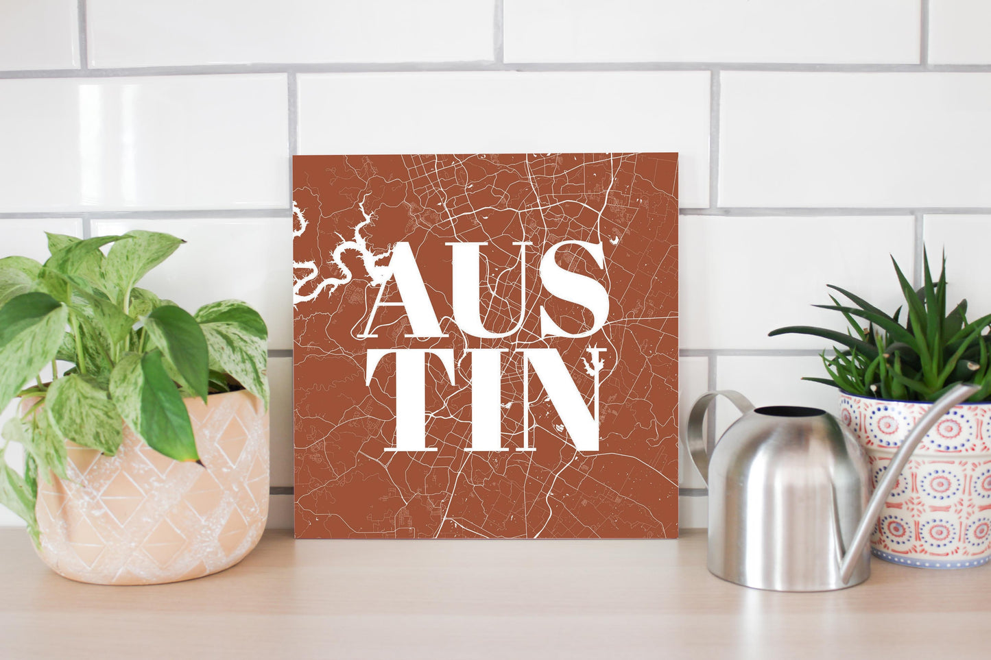 Modern Minimalist Texas Austin Map | Wood Sign | Eaches | Min 2