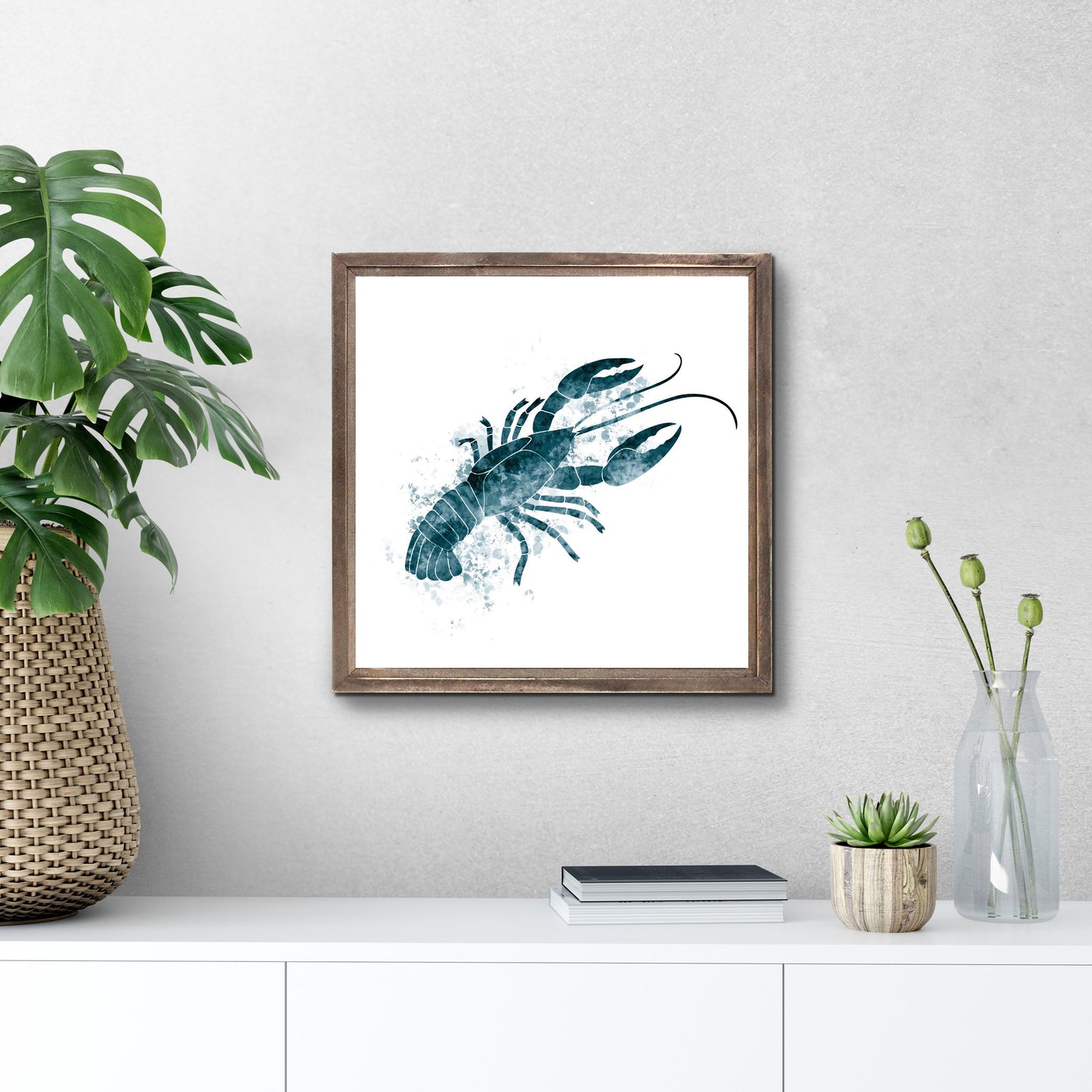 Blue White Water Color Crawfish | Wood Sign | Eaches | Min 1