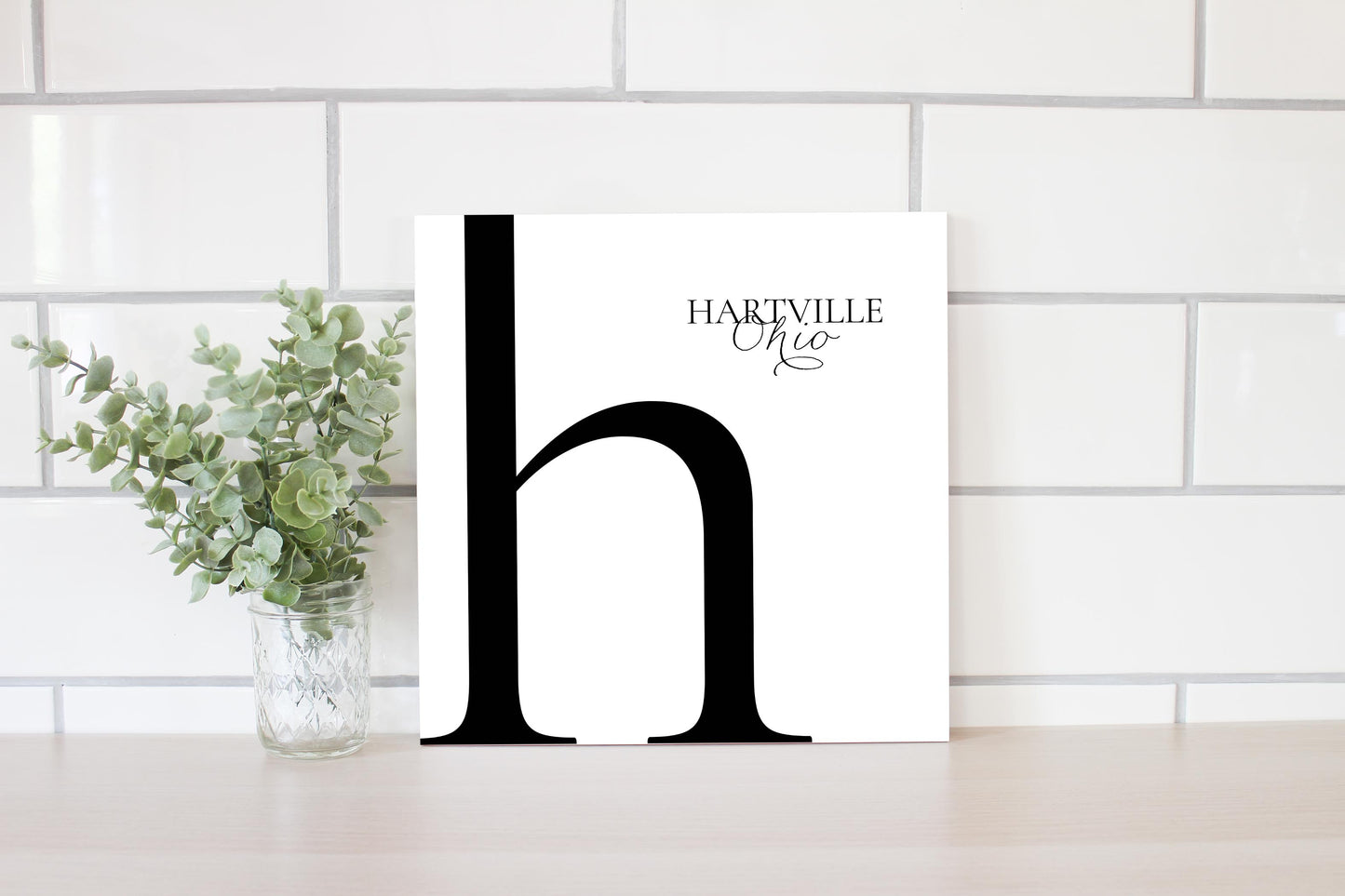 Hartville Oh Minimal Monogram| Wood Sign | Eaches | Min 2