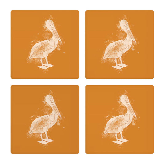 Modern Minimalist Louisiana Pelican Water Color | Absorbent Coasters | Set of 4 | Min 2