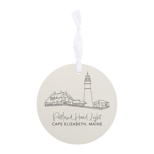 Cream Portland Head Light| Wood Ornament | Eaches | Min 6