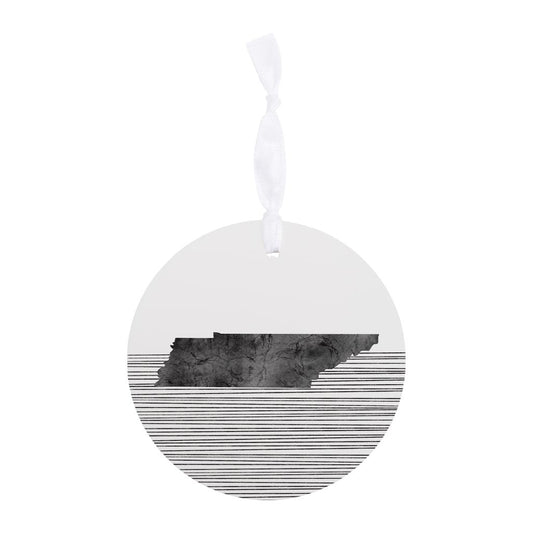 Minimalist B&W Tennessee State With Straight Lines | Wood Ornament | Eaches | Min 6