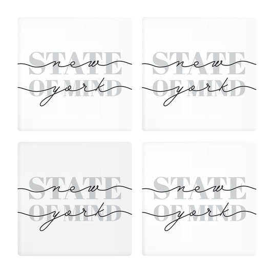 Minimalistic B&W New York Quip Ny State Of Mind | Absorbent Coasters | Set of 4 | Min 2