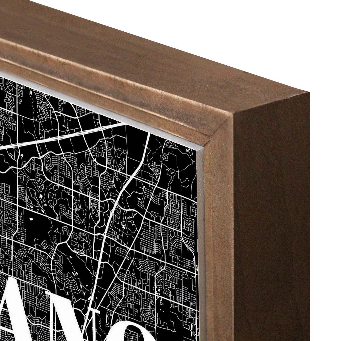 Minimalistic B&W Texas Plano Map | Wood Sign | Eaches | Min 1