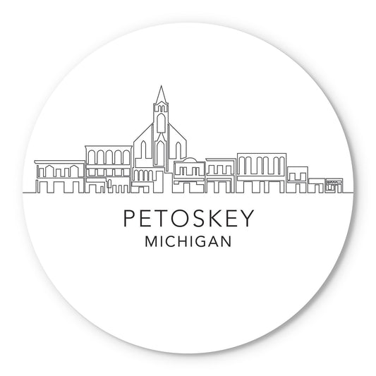 Minimalistic B&W Michigan Petoskey Skyline | Wood Sign | Eaches | Min 1