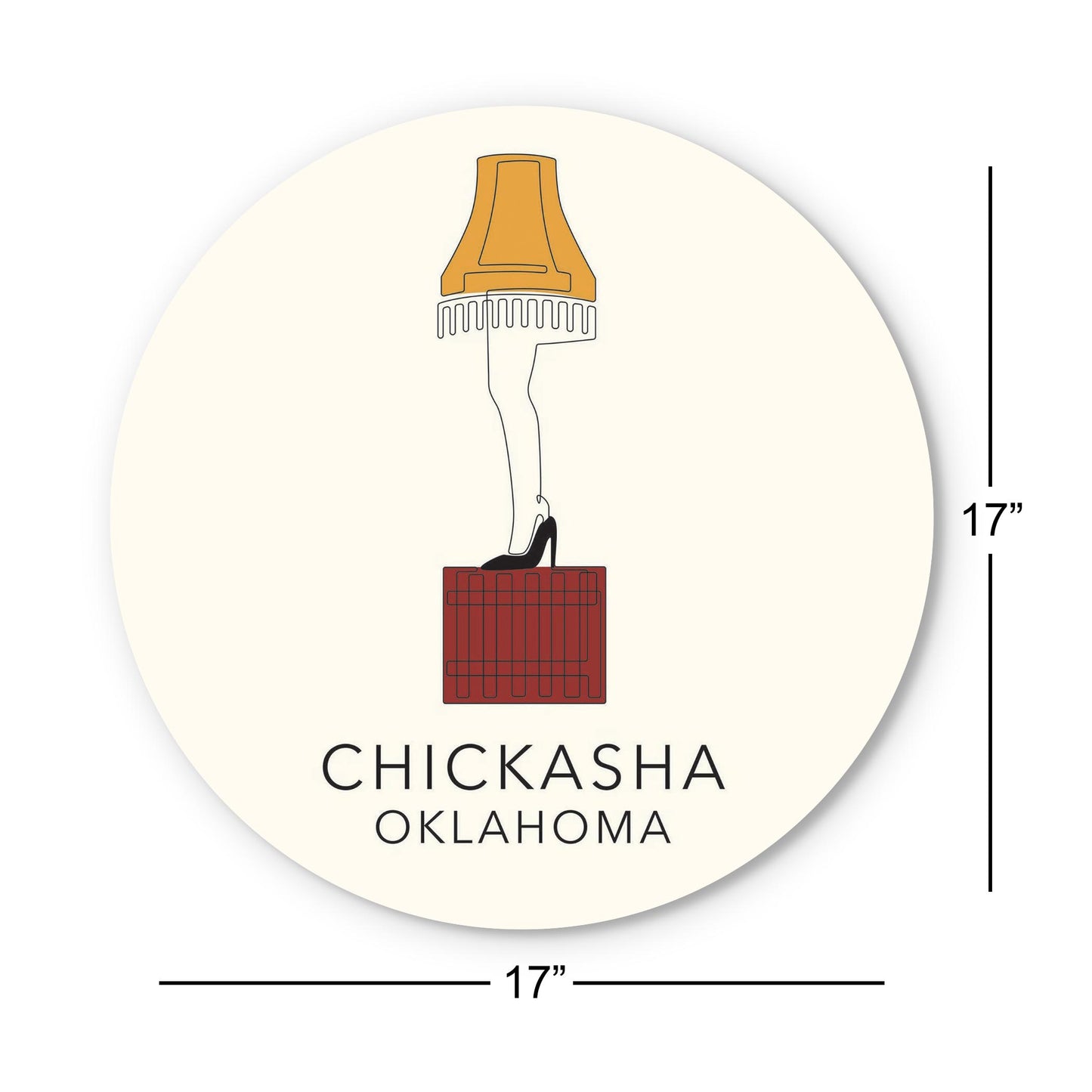 Modern Minimalist Oklahoma Colorful Chickasha Leg Lamp | Wood Sign | Eaches | Min 1