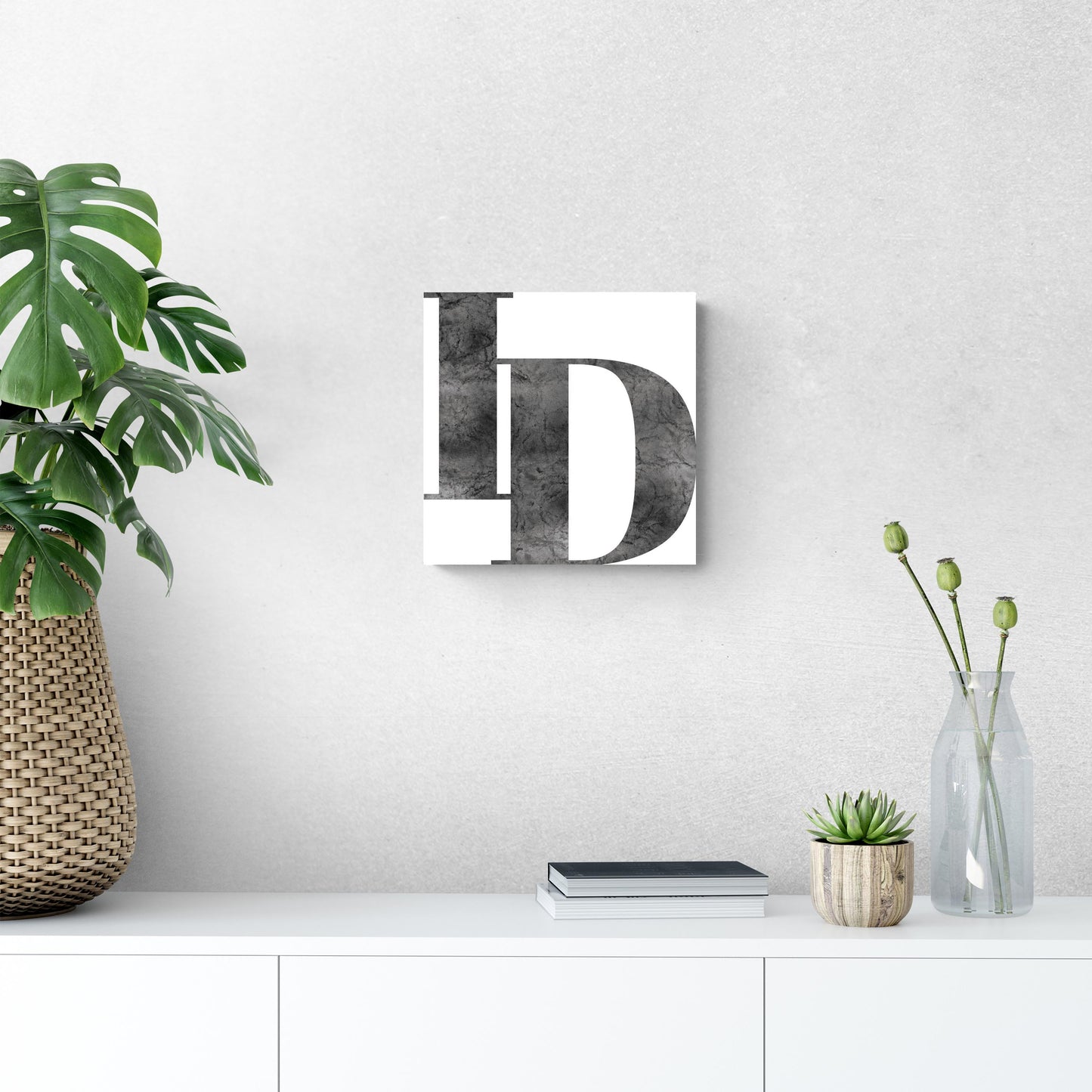 Minimalist B&W Idaho White Initials | Wood Sign | Eaches | Min 2