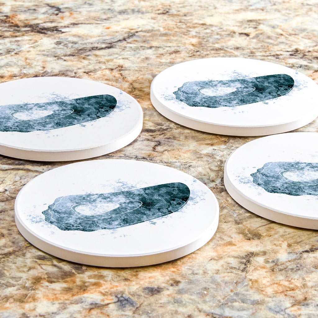 Blue White Water Color Oyster | Absorbent Coasters | Set of 4 | Min 2