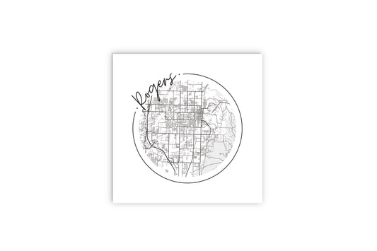 Minimalist B&W Arkansas Rogers Circle Map | Wood Sign | Eaches | Min 2