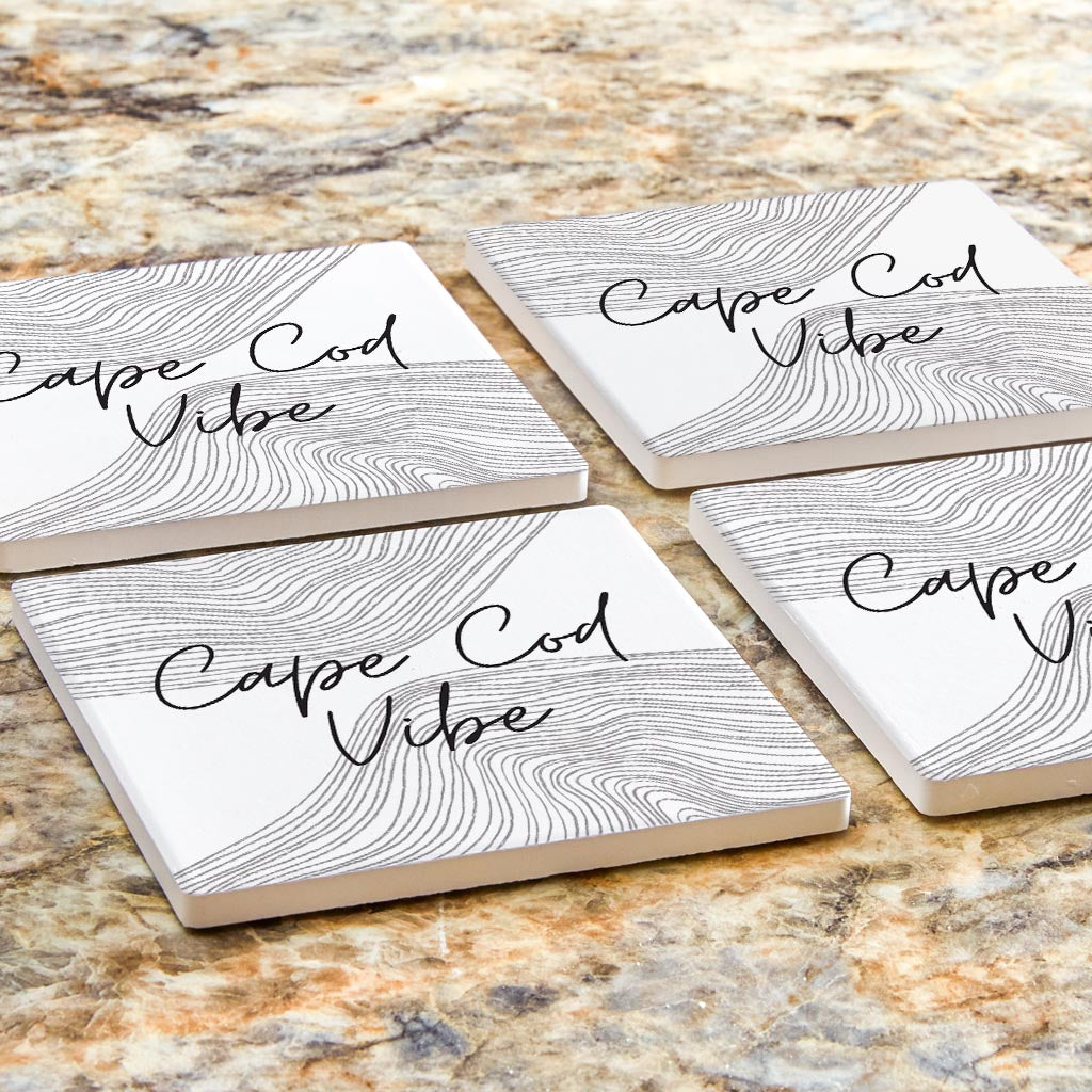 Minimalistic B&W Cape Cod Vibe | Absorbent Coasters | Set of 4 | Min 2