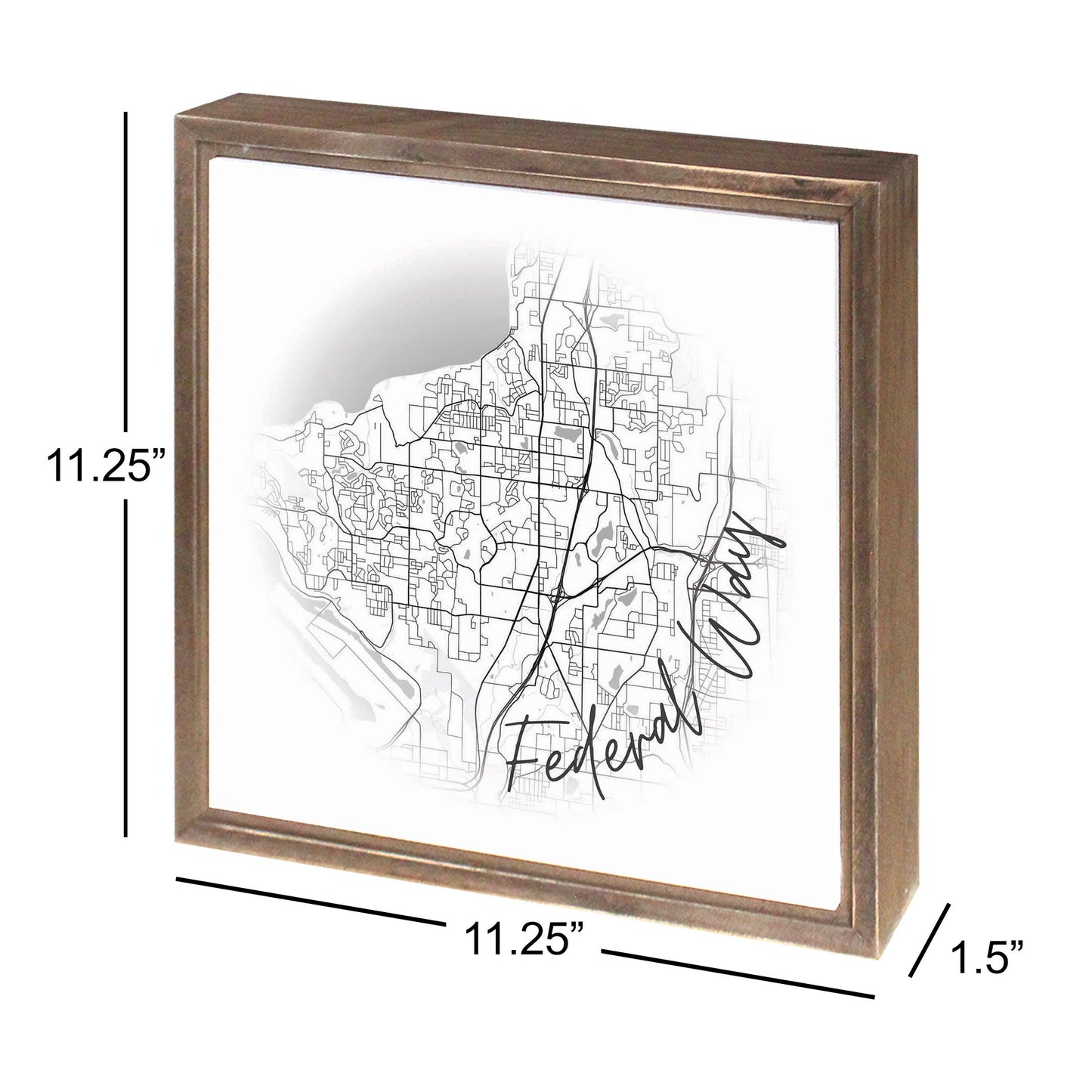 Minimalistic B&W Washington Federal Way Circle Map | Wood Sign | Eaches | Min 1