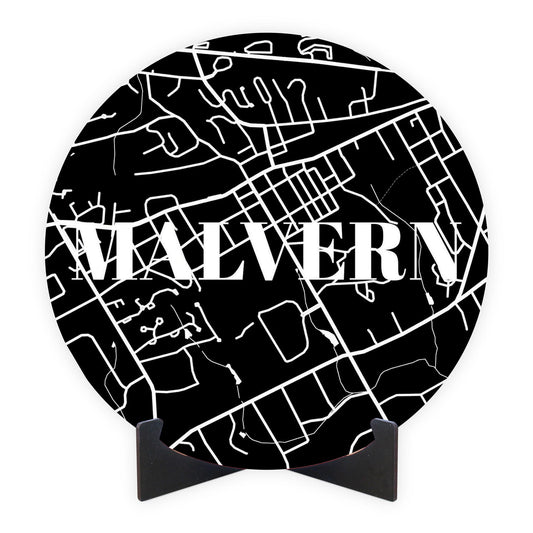 Minimalistic B&W Pennsylvania Malvern Map | Wood Sign | Eaches | Min 1