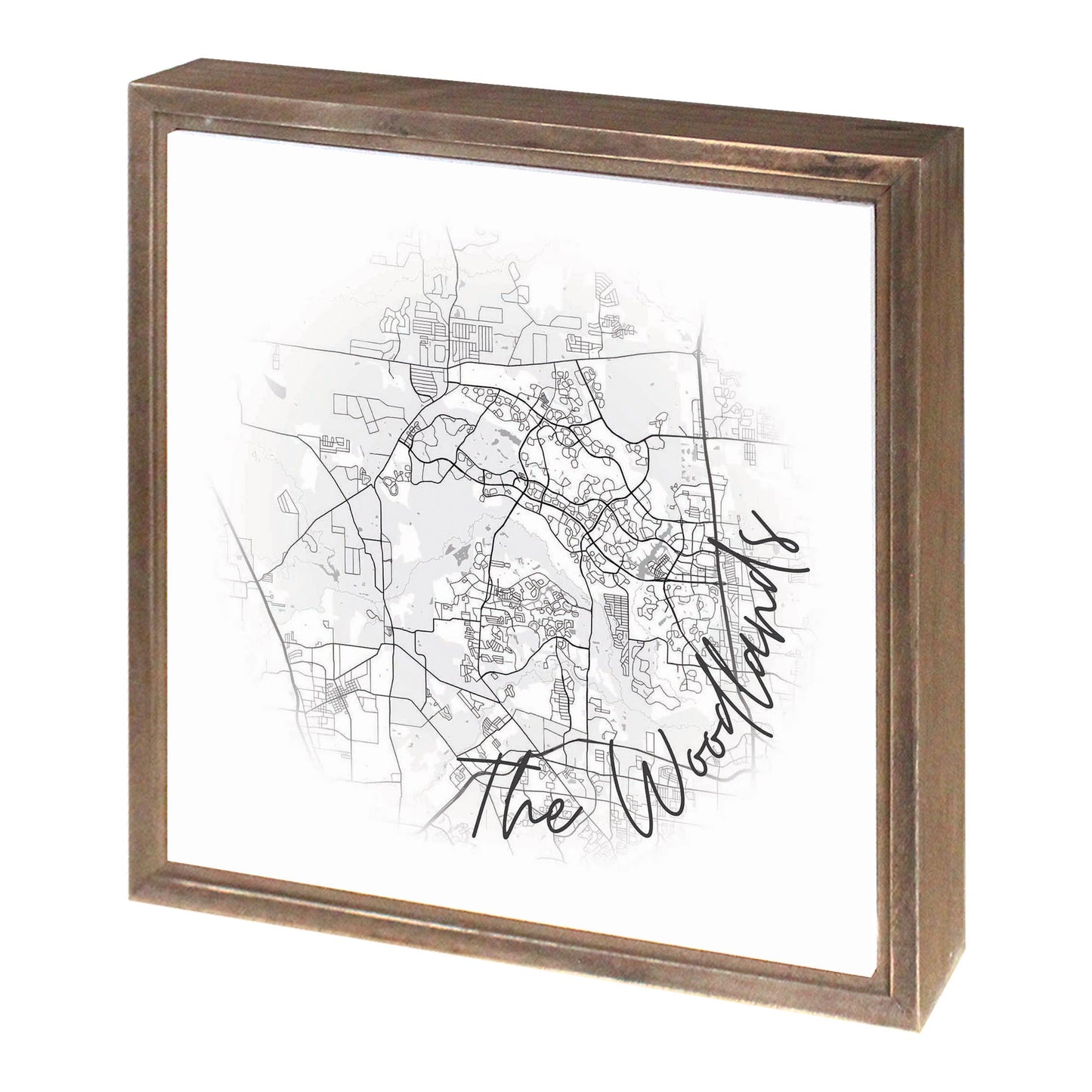 Minimalistic B&W Texas The Woodlands Circle Map | Wood Sign | Eaches | Min 1