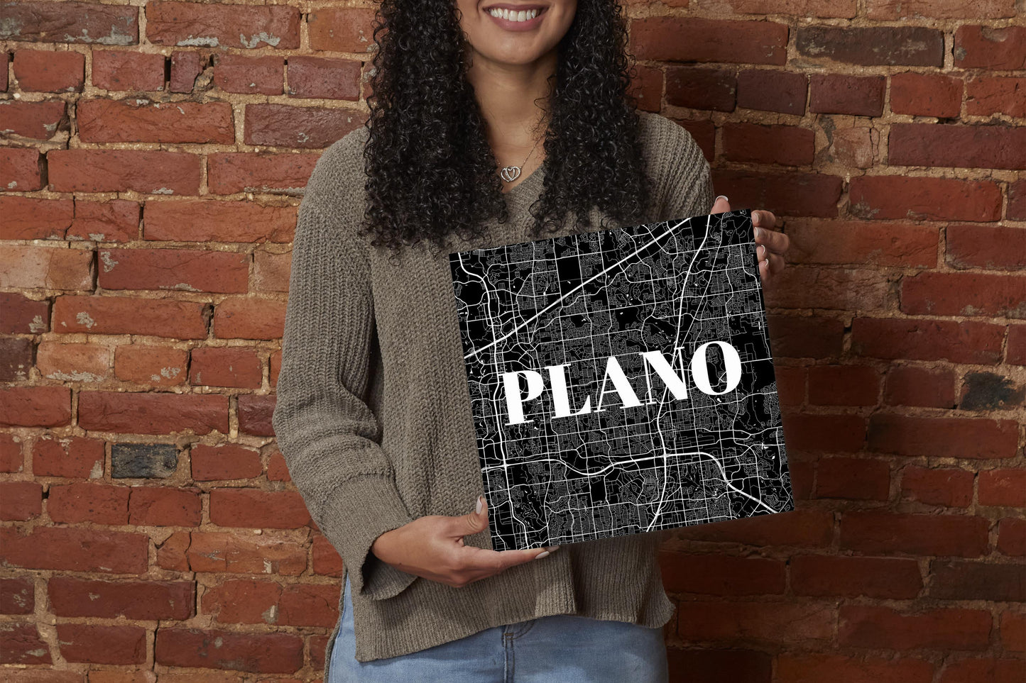 Minimalistic B&W Texas Plano Map | Wood Sign | Eaches | Min 2