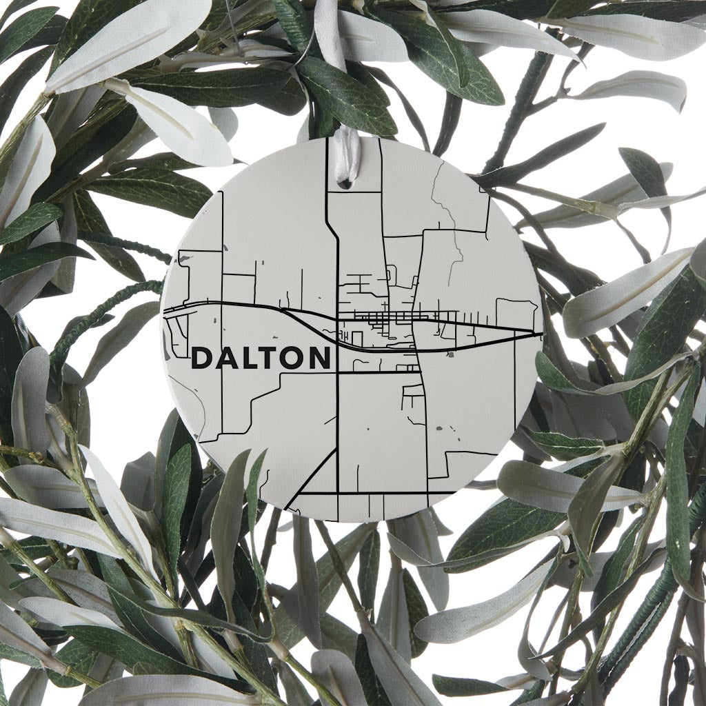 Minimalistic Dalton Ohio Map White| Wood Ornament | Eaches | Min 6