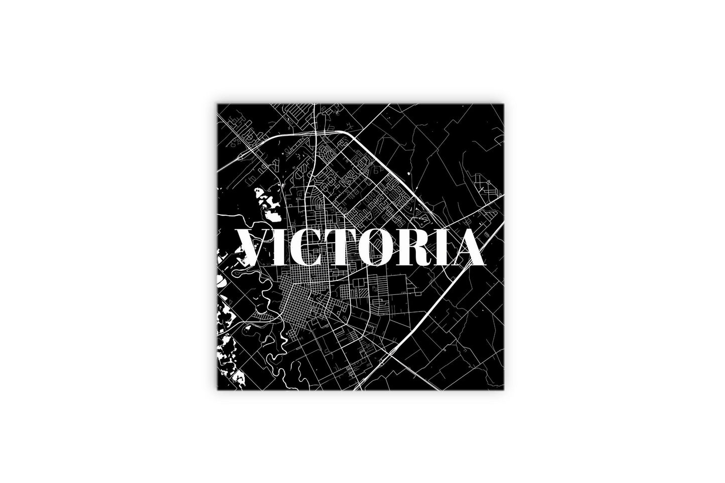 Minimalistic B&W Texas Victoria Map | Wood Sign | Eaches | Min 2