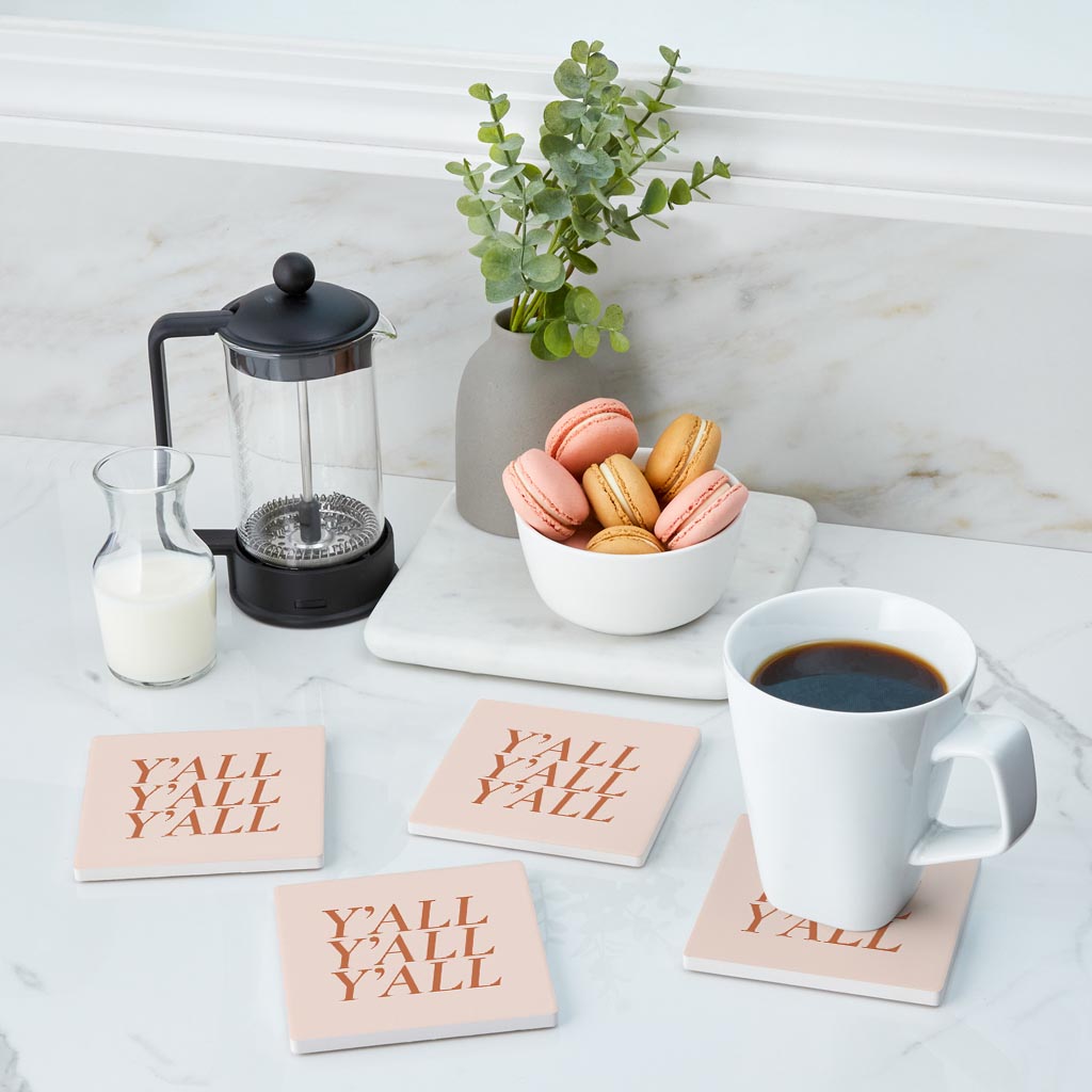 Modern Minimalist Texas Yall | Absorbent Coasters | Set of 4 | Min 2