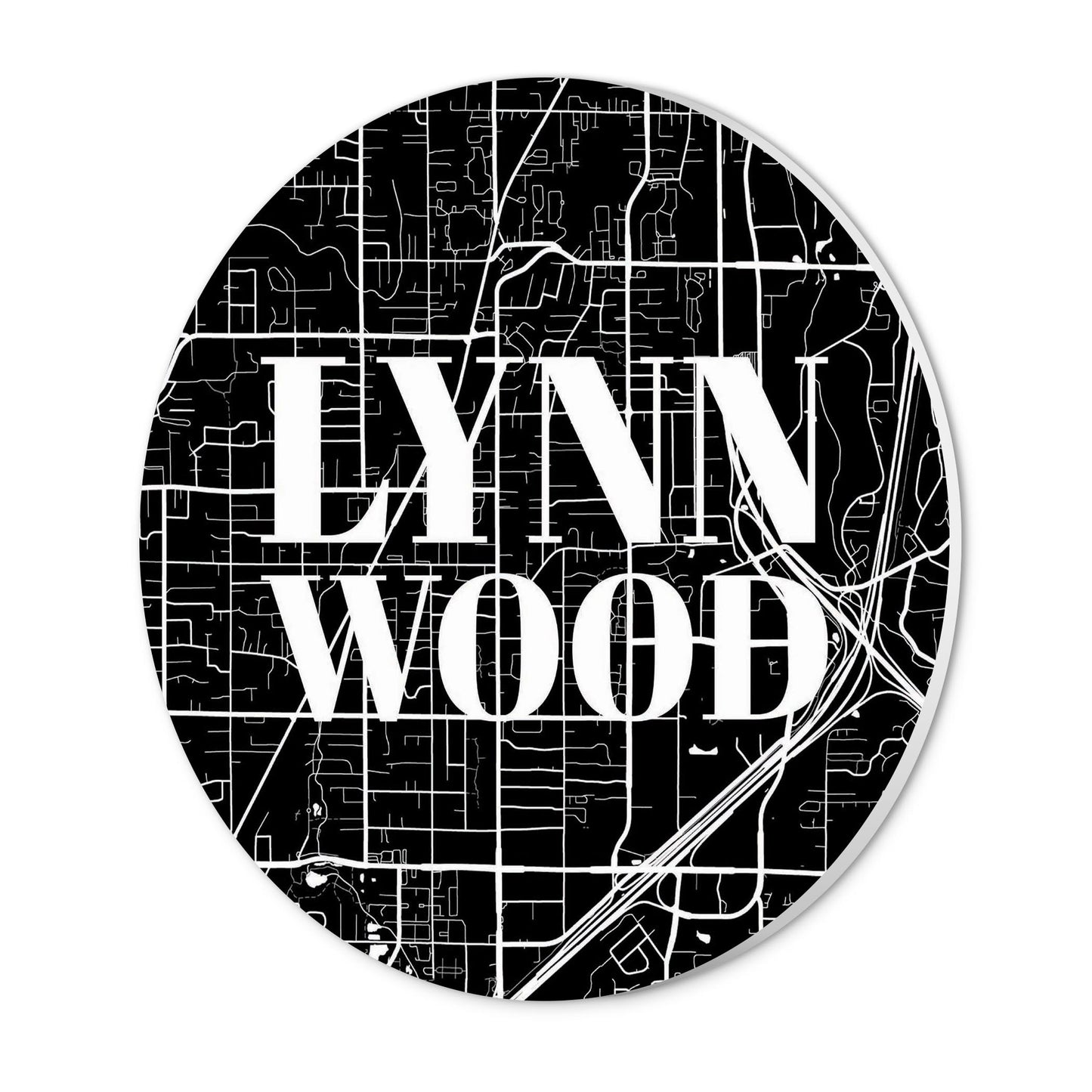 Minimalistic B&W Washington Lynnwood Map | Wood Sign | Eaches | Min 1