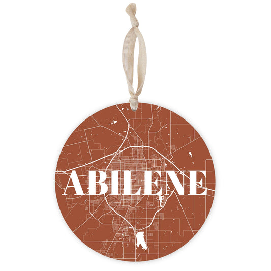 Modern Minimalist Texas Abilene Map | Wood Ornament | Eaches | Min 1