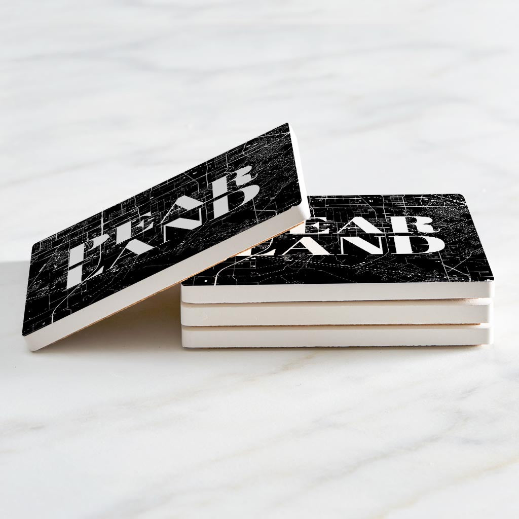 Minimalistic B&W Texas Pearland City Map | Absorbent Coasters | Set of 4 | Min 2