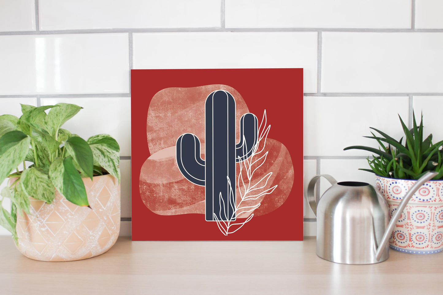 Modern Minimalist Texas Colors Cactus | Wood Sign | Eaches | Min 2