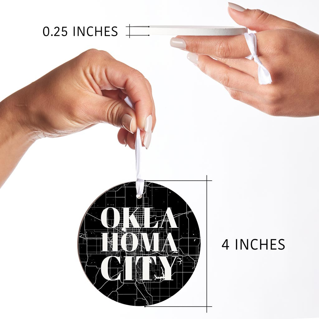 Modern Oklahoma City Map | Wood Ornament | Eaches | Min 6