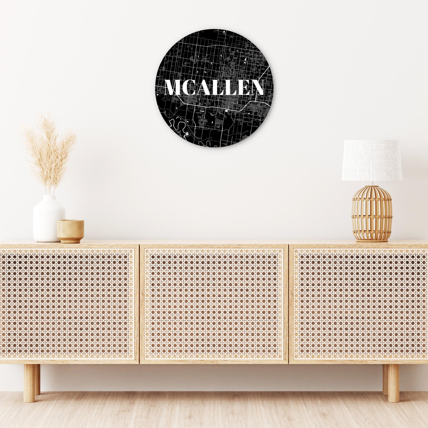 Minimalistic B&W Texas Mcallen Map | Wood Sign | Eaches | Min 1