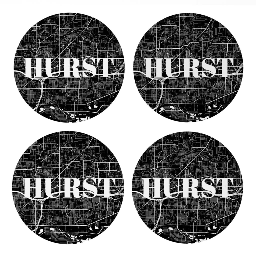 Minimalistic B&W Texas Hurst Map| Absorbent Coasters | Set of 4 | Min 2