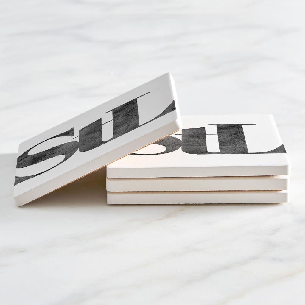 Minimalist B&W Missouri St Louis White Initials | Absorbent Coasters | Set of 4 | Min 2