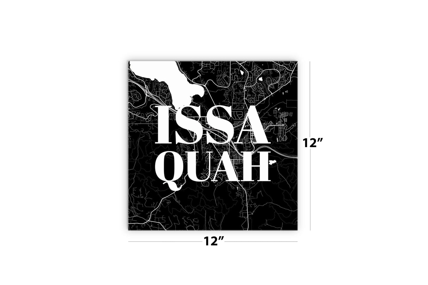 Minimalistic B&W Washington Issaquah Map | Wood Sign | Eaches | Min 2