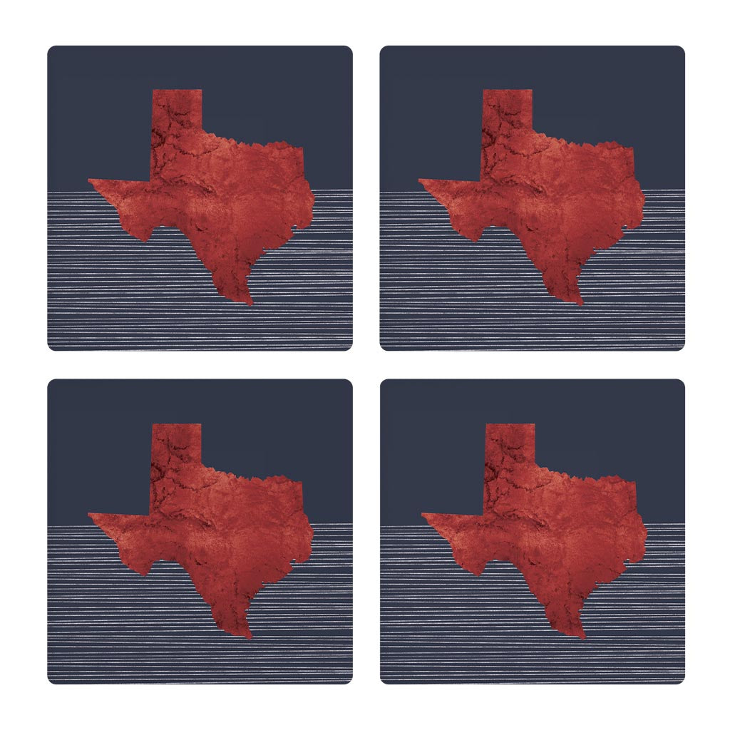 Modern Minimalist Texas Straight Line State Shape | Absorbent Coasters | Set of 4 | Min 2