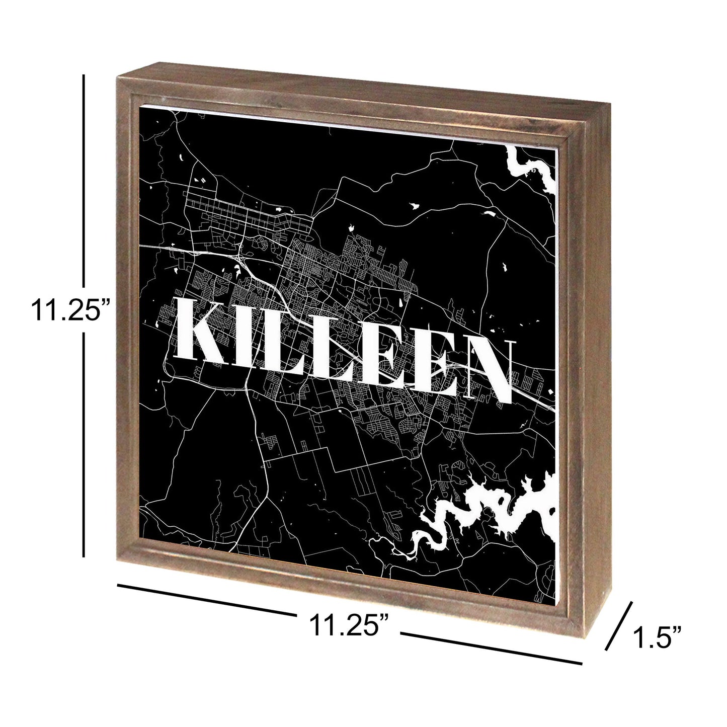 Minimalistic B&W Texas Killeen Map | Wood Sign | Eaches | Min 1