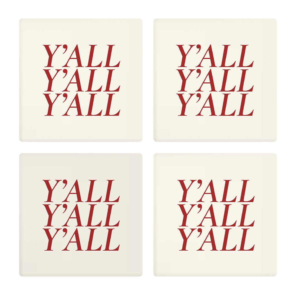 Modern Minimalist Texas Colors Yall | Absorbent Coasters | Set of 4 | Min 2