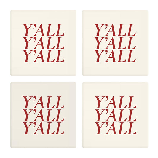 Modern Minimalist Texas Colors Yall | Absorbent Coasters | Set of 4 | Min 2