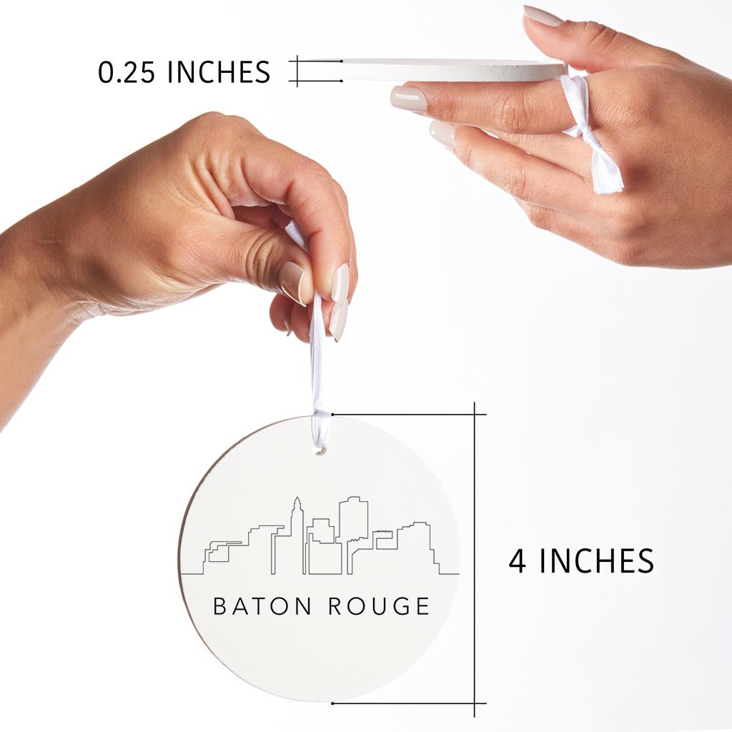 Modern Louisiana Baton Rouge City Line Drawing | Wood Ornament | Eaches | Min 6