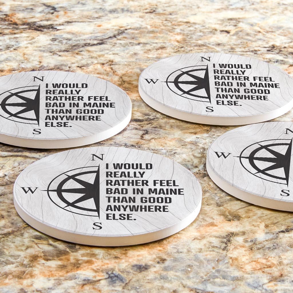 New England Compass Saying | Absorbent Coasters | Set of 4 | Min 2