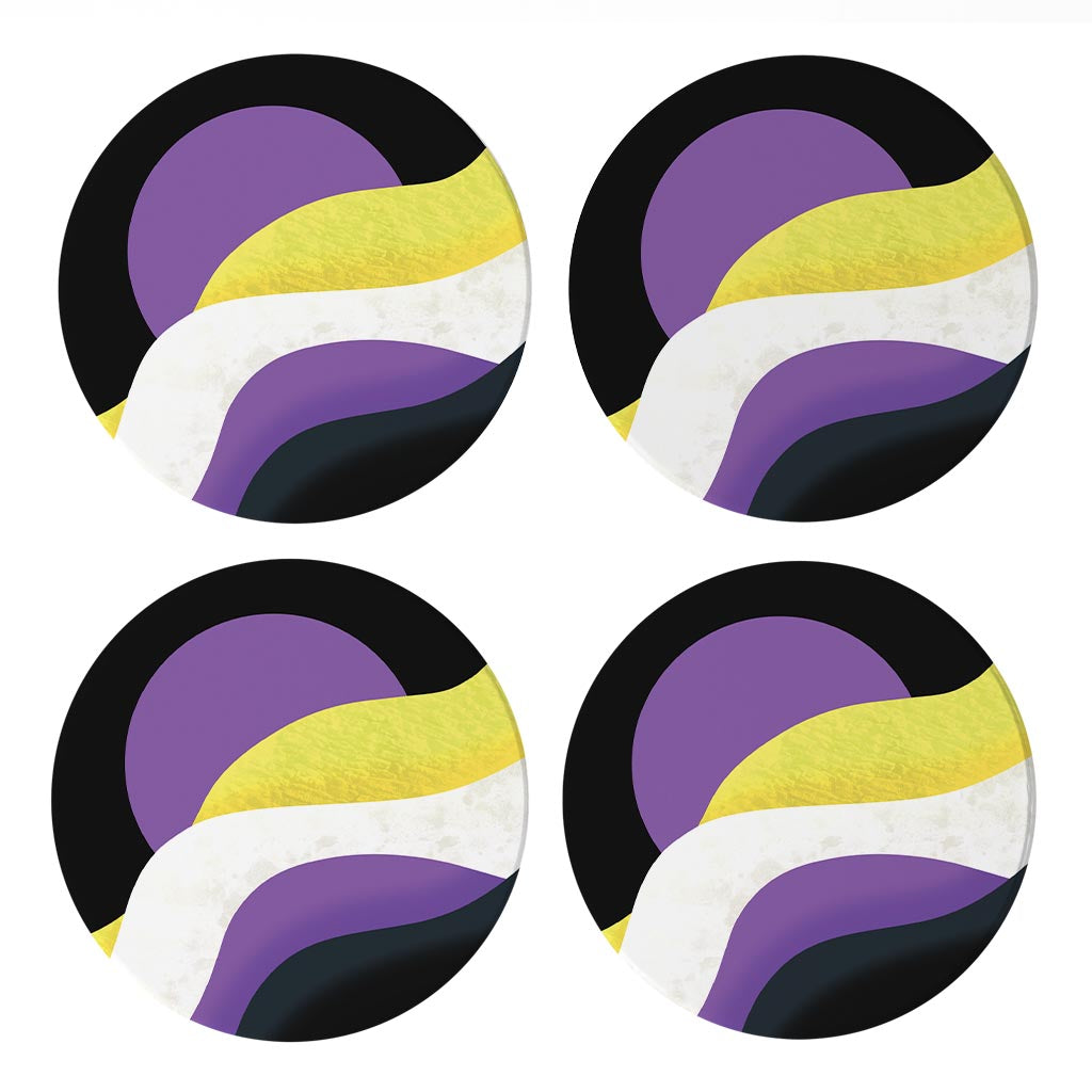 Nonbinary Pride Moon Waves| Absorbent Coasters | Set of 4 | Min 2