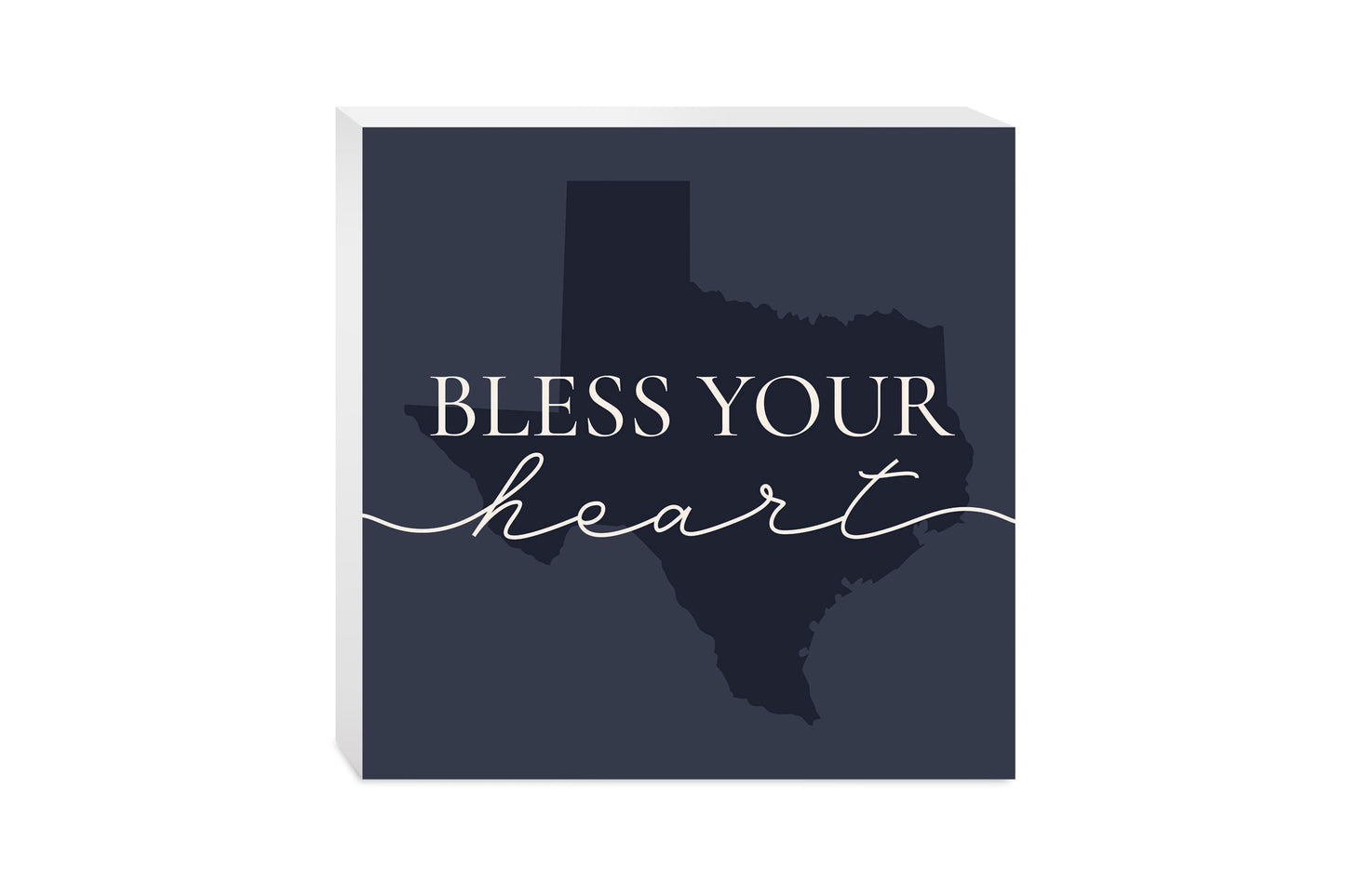 Modern Minimalist Texas Bless Your Heart | Wood Block | Eaches | Min 2