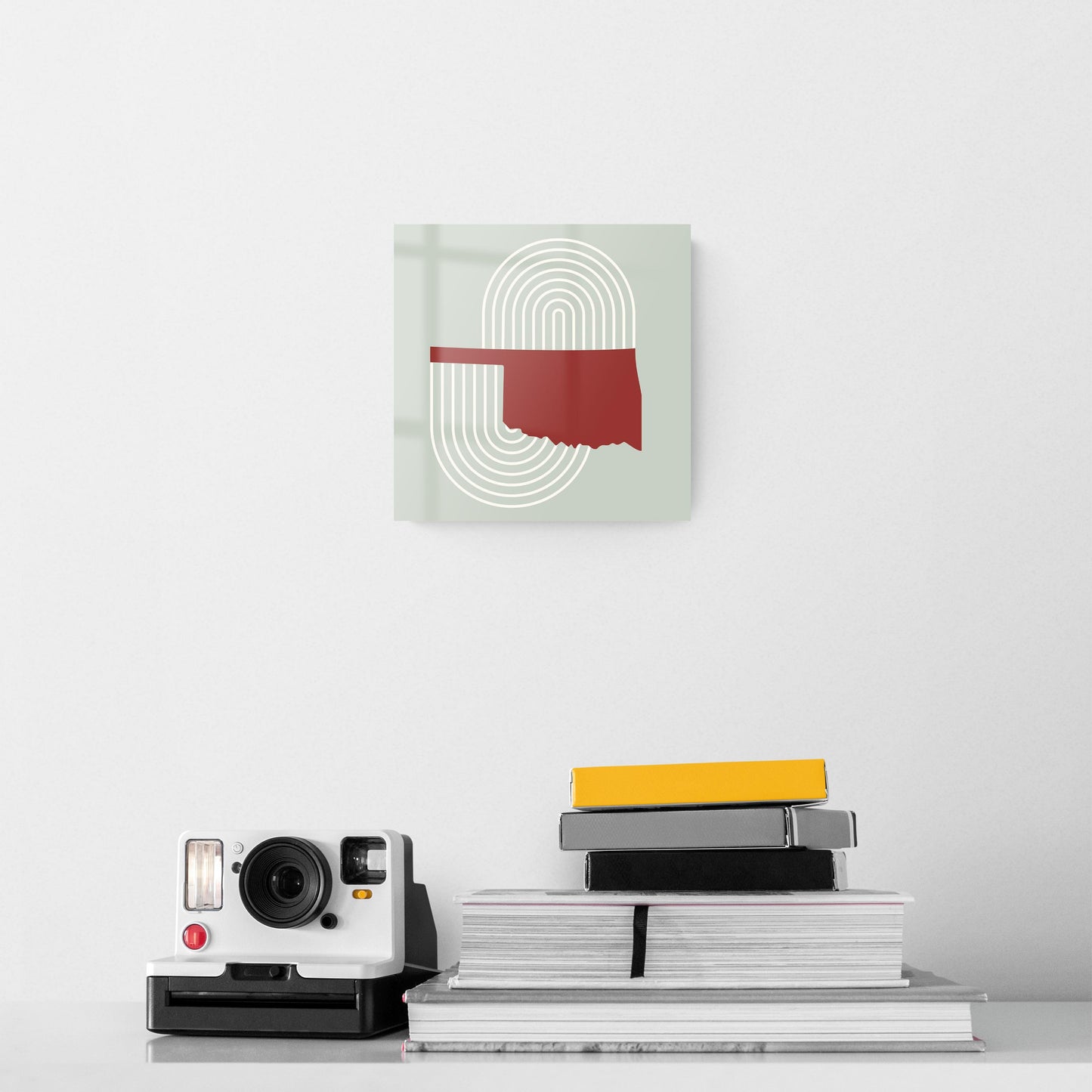 Modern Minimalist Oklahoma Retro State Shape | Hi-Def Glass Art | Eaches | Min 2