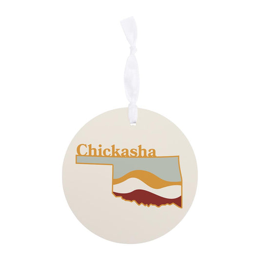 Modern Minimalist Oklahoma State Chickasha| Wood Ornament | Eaches | Min 6