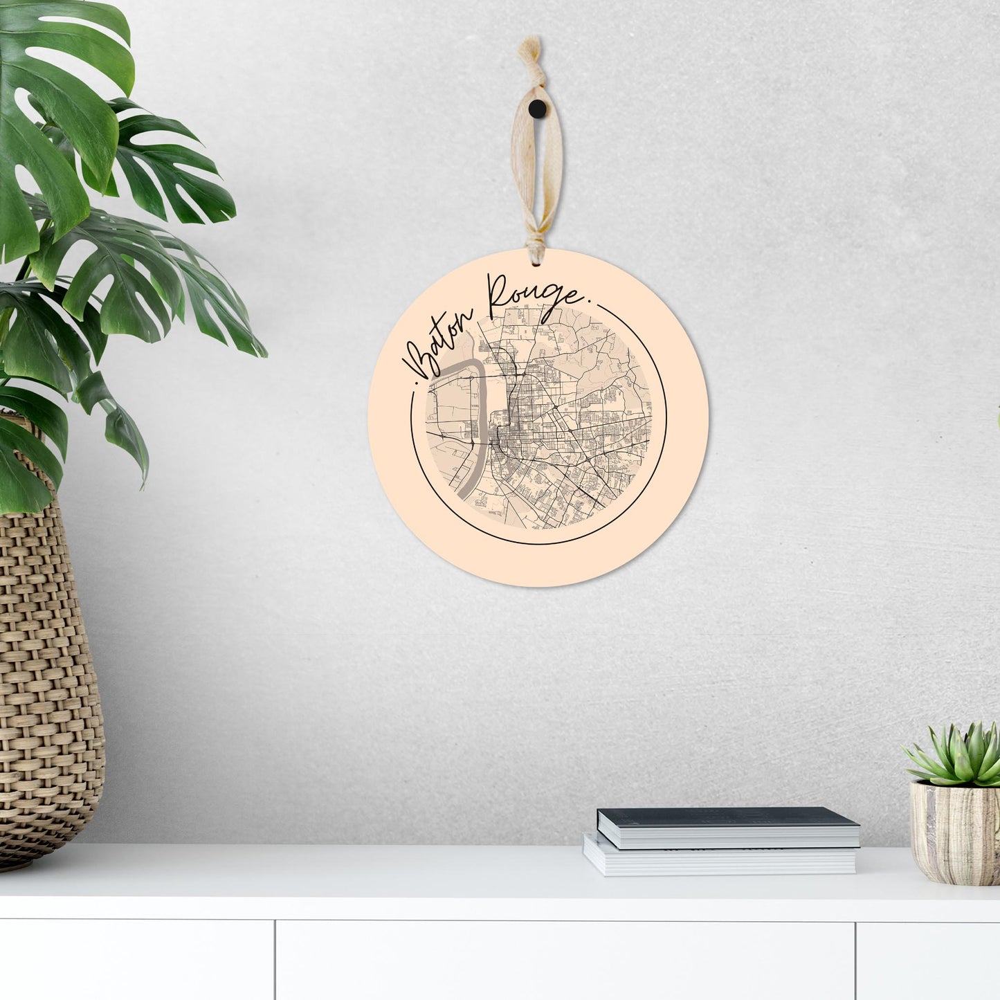 Louisiana Colorful Baton Rouge Circle Map | Wood Ornament | Eaches | Min 1