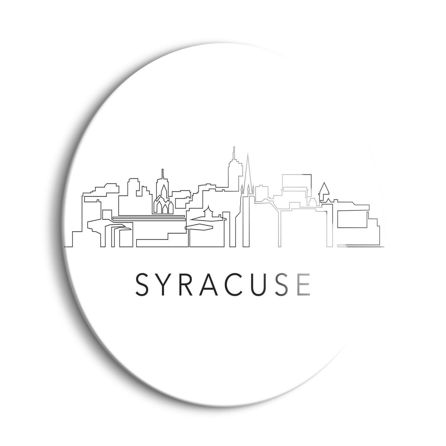 Minimalistic B&W New York Syracuse Skyline | Hi-Def Glass Art | Eaches | Min 1