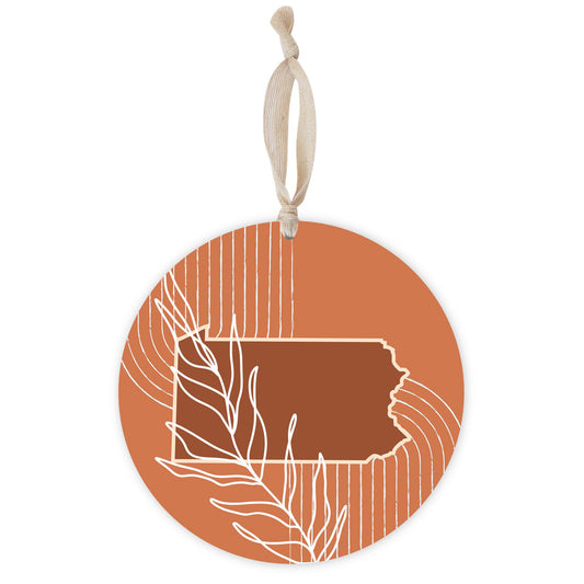 Modern Minimalist Pennsylvania State Leaf | Wood Ornament | Eaches | Min 1