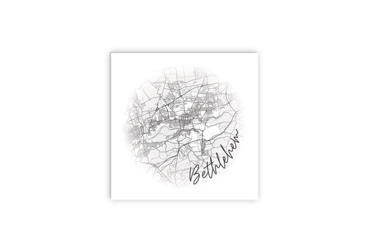 Minimalistic B&W Pennsylvania Bethlehem Circle Map| Wood Sign | Eaches | Min 2