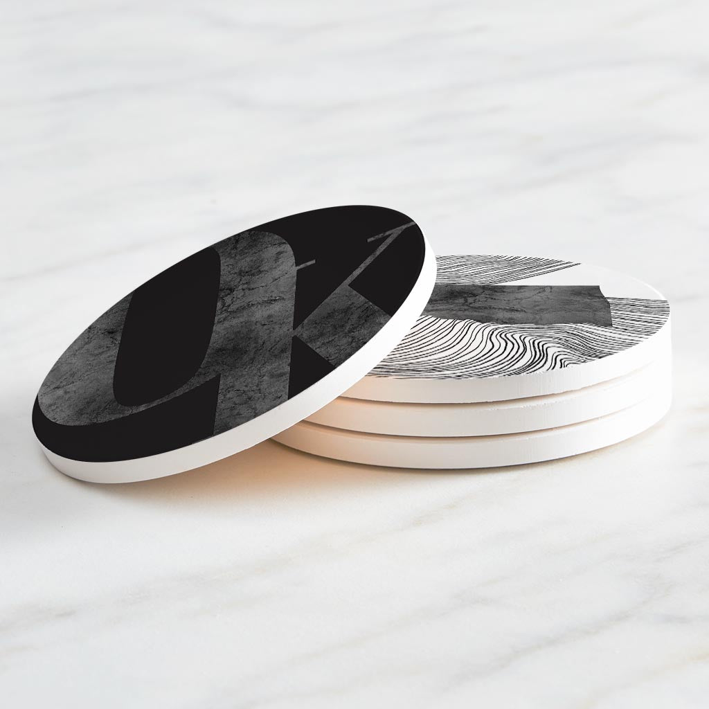 Modern Black White Oklahoma Set | Absorbent Coasters | Set of 4 | Min 2