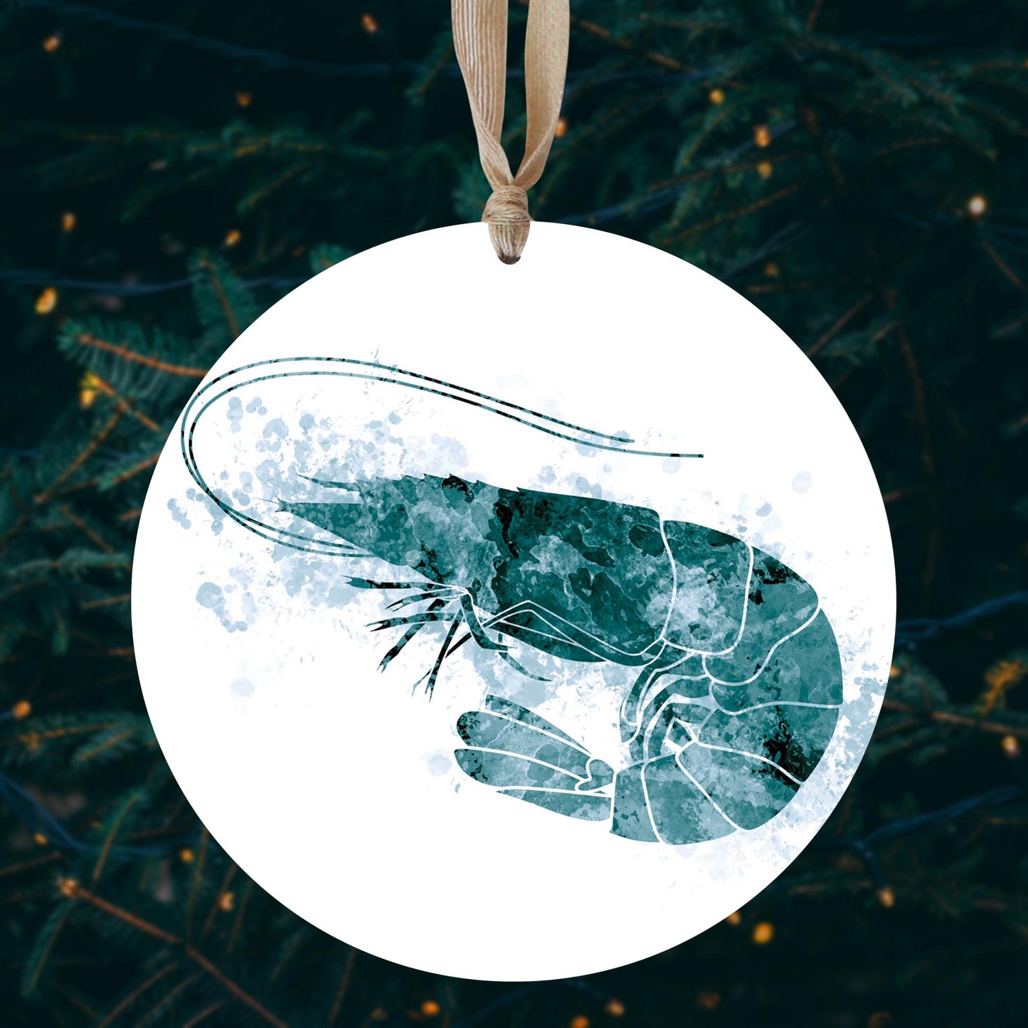 Blue White Water Color Shrimp | Wood Ornament | Eaches | Min 1