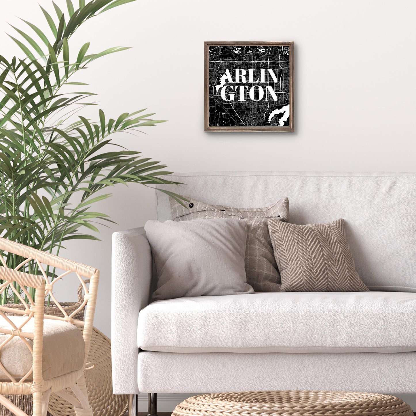 Minimalistic B&W Texas Arlington Map | Wood Sign | Eaches | Min 1